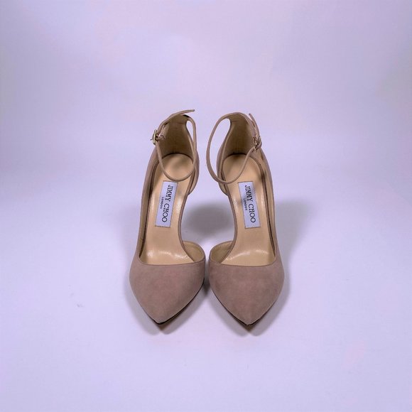 JIMMY CHOO Beige Suede 'Lucy' Pumps